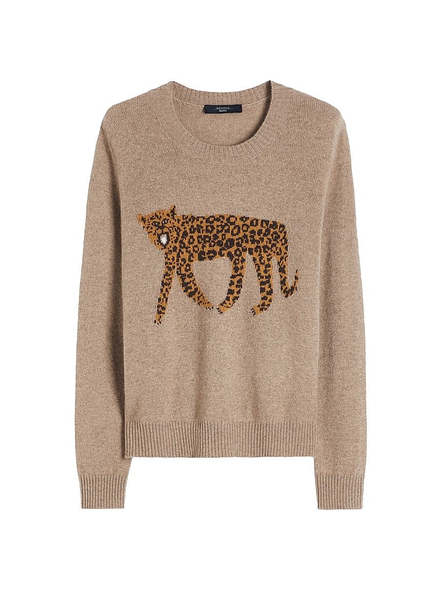 Women's Inlay Detail Cashmere Sweater - Turtledove - Size XL