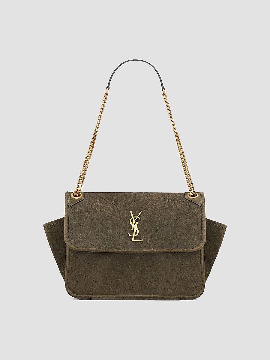 Saint Laurent Women's Niki Tripouch Shoulder Bag in Suede - Light Musk
