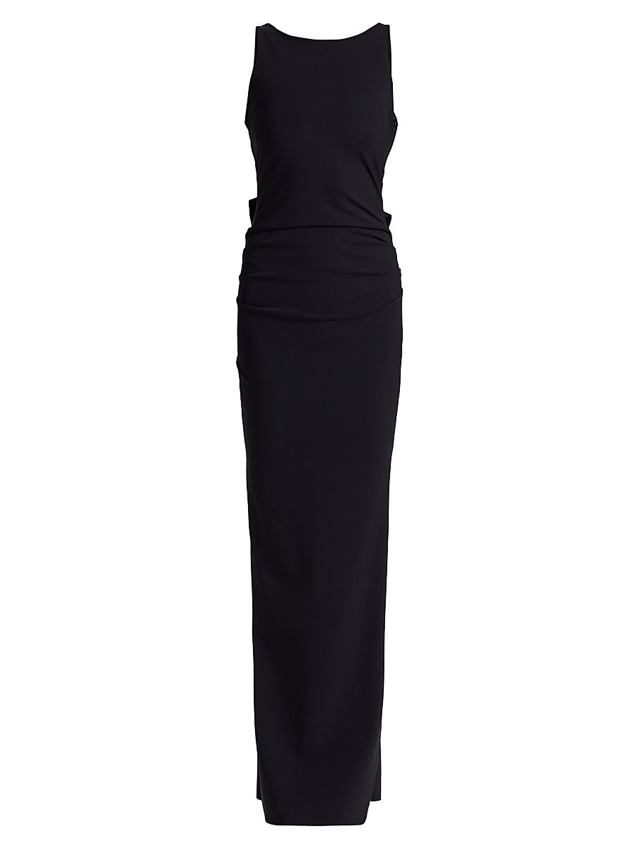 Women's Eman Ruffled Jersey Sleeveless Gown - Black - Size 8