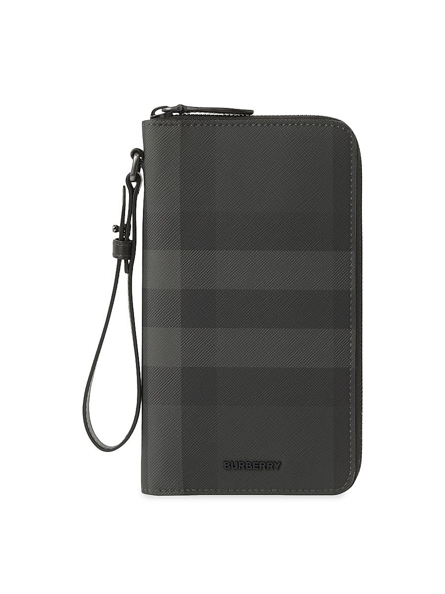 Men's Check Travel Wallet - Charcoal