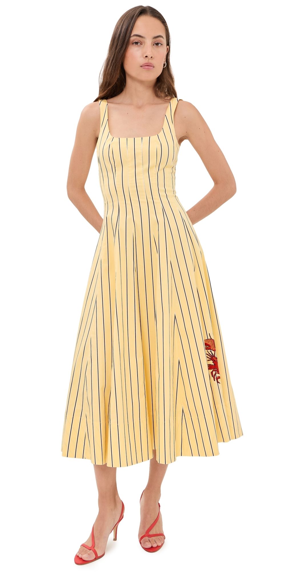 STAUD Wells Dress Monday Stripe Lobster 8