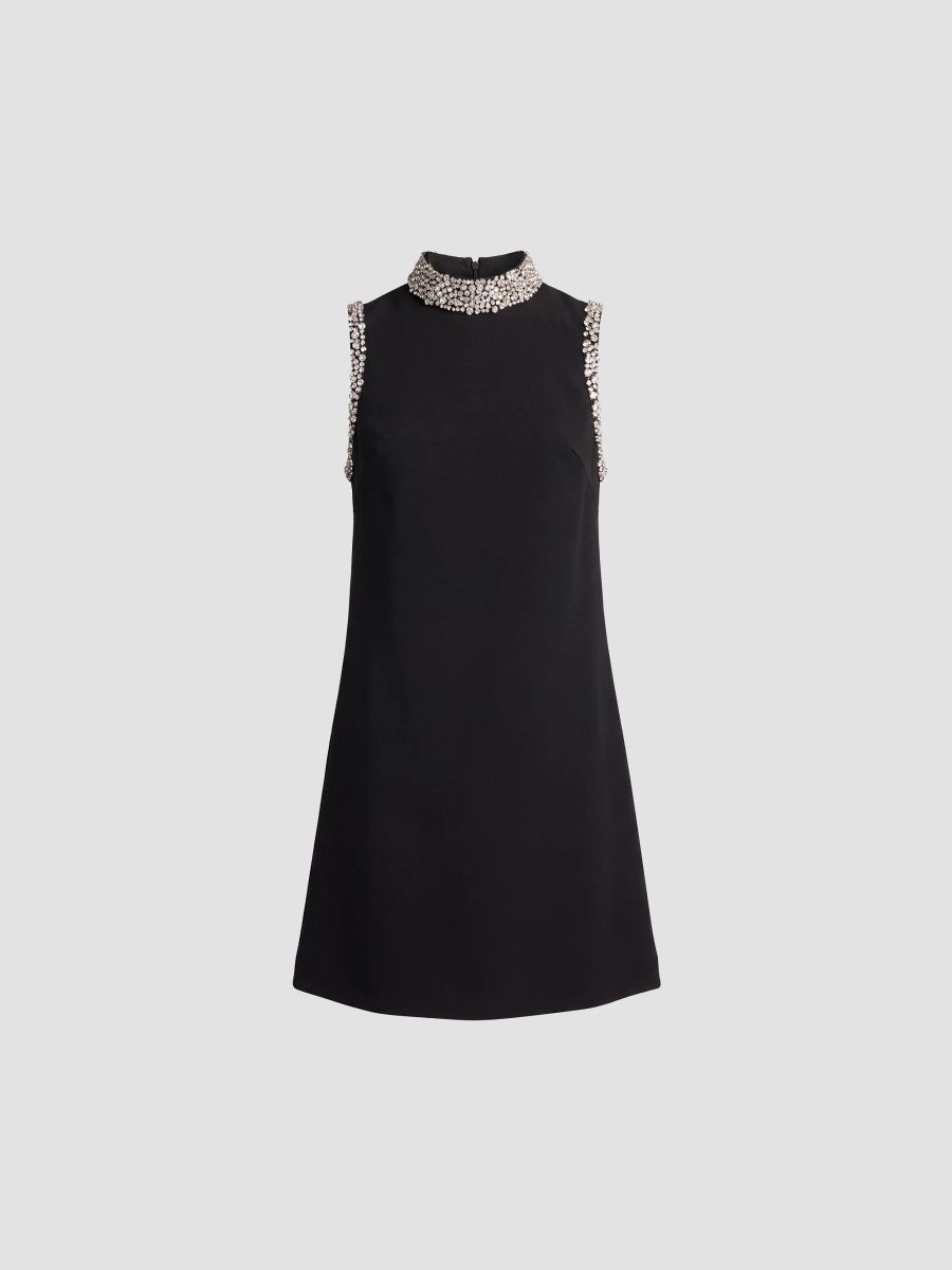 Mac Duggal Women's Beaded Crêpe Sleeveless Mini Dress - Black - Size XS