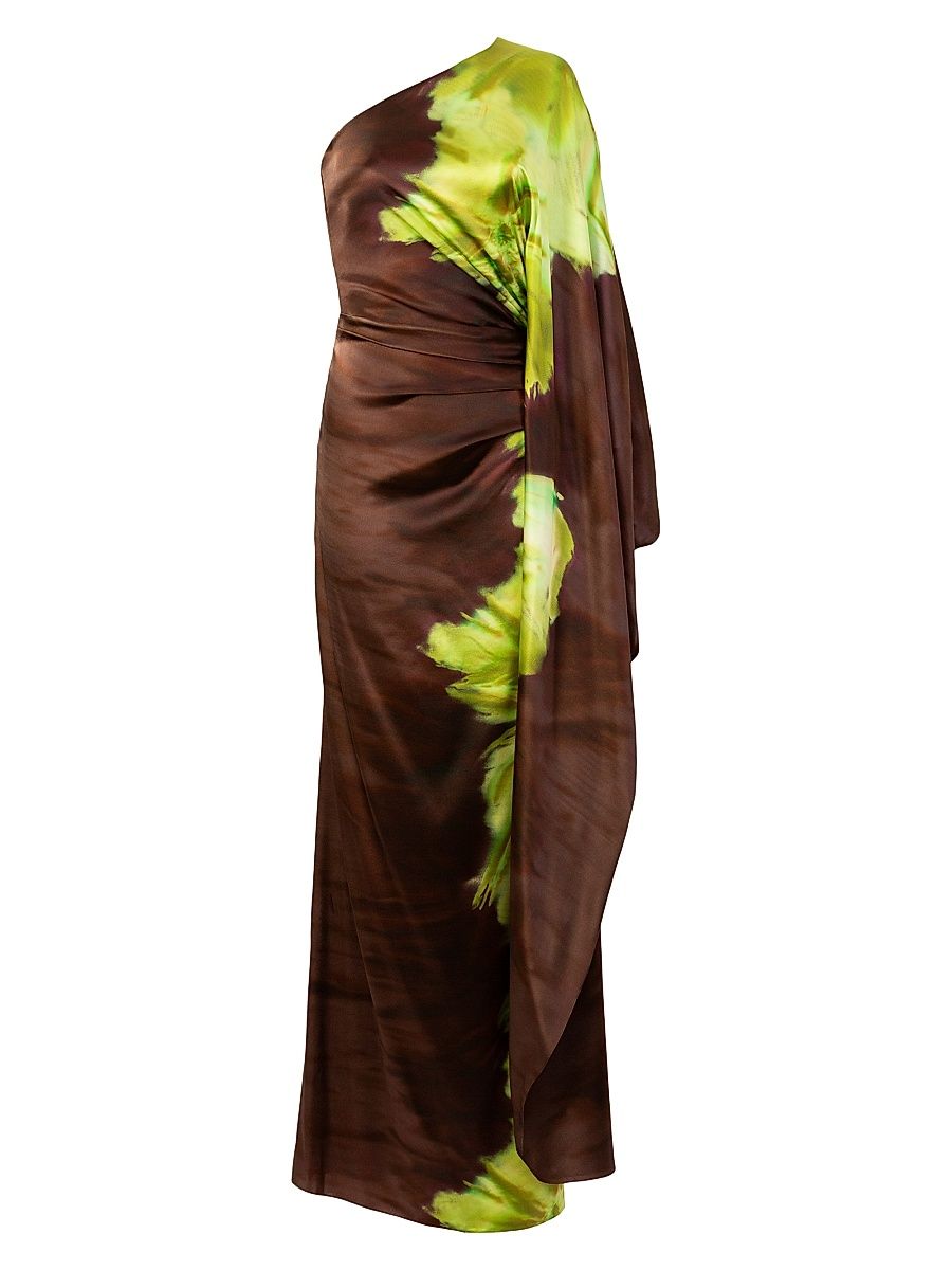 Women's Afrodita Tie-Dye Stretch-Silk Maxi Dress - Green Flower - Size Small