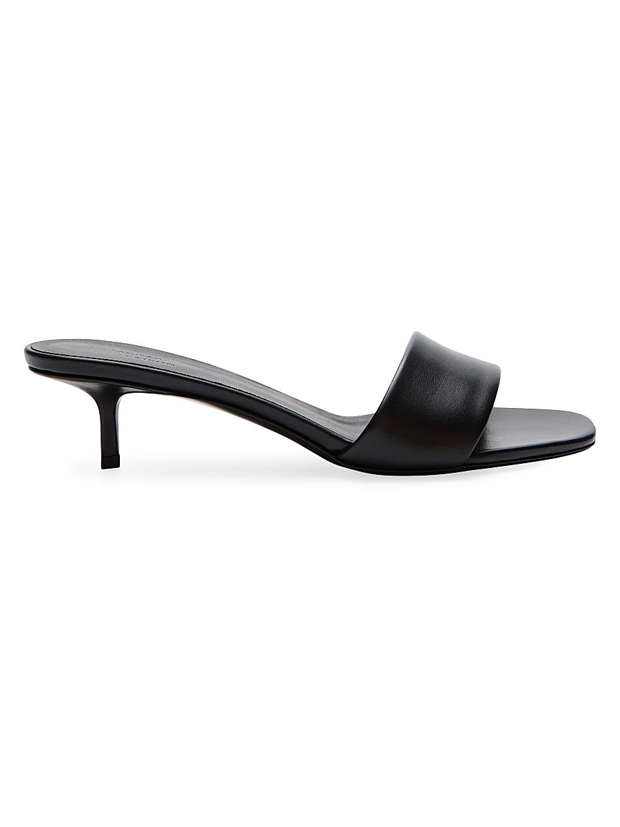 Women's Andy 40MM Leather Kitten-Heel Mules - Black - Size 5