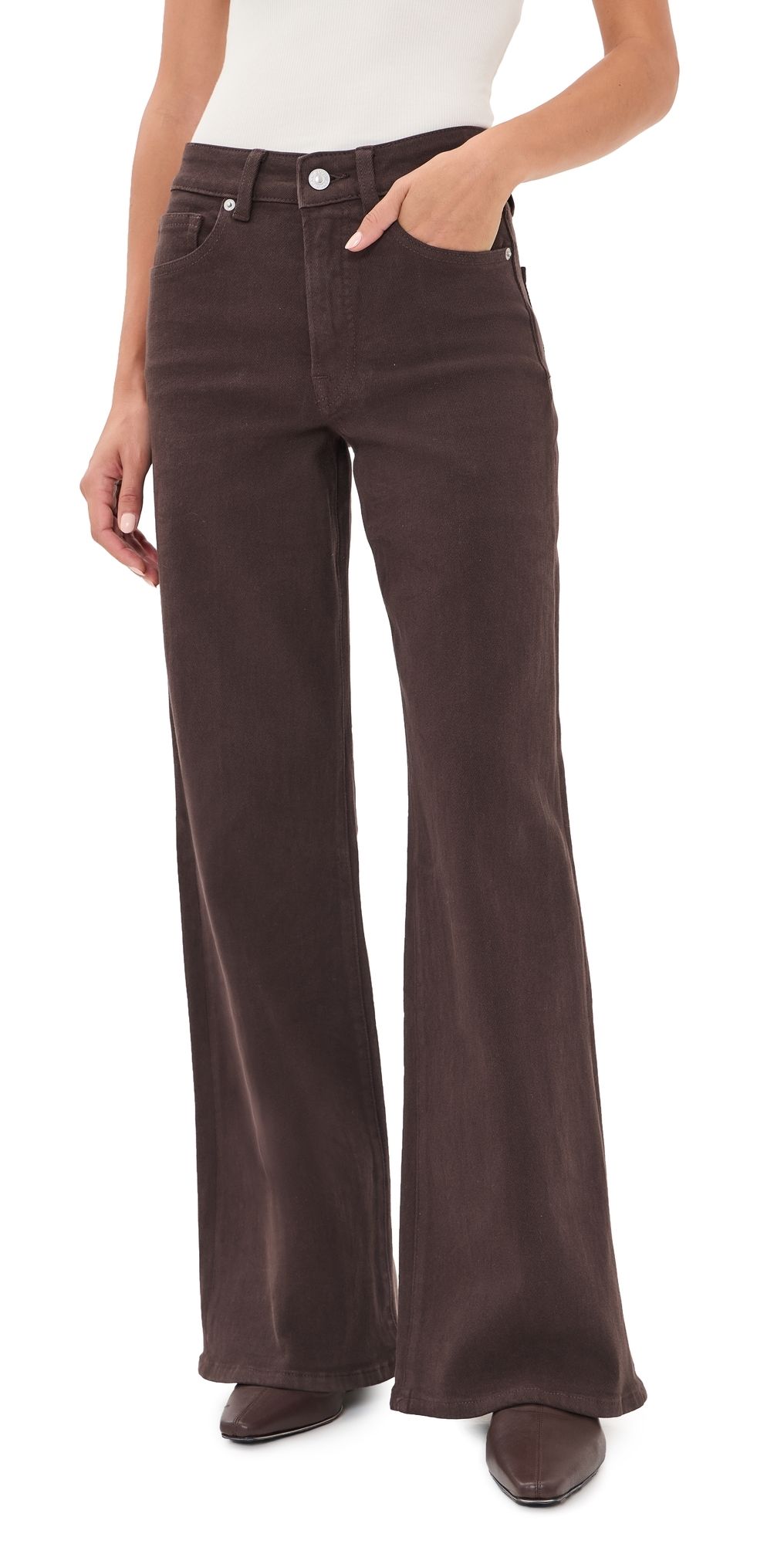 Good American Good Waist Palazzo Ankle Jeans Espresso 6