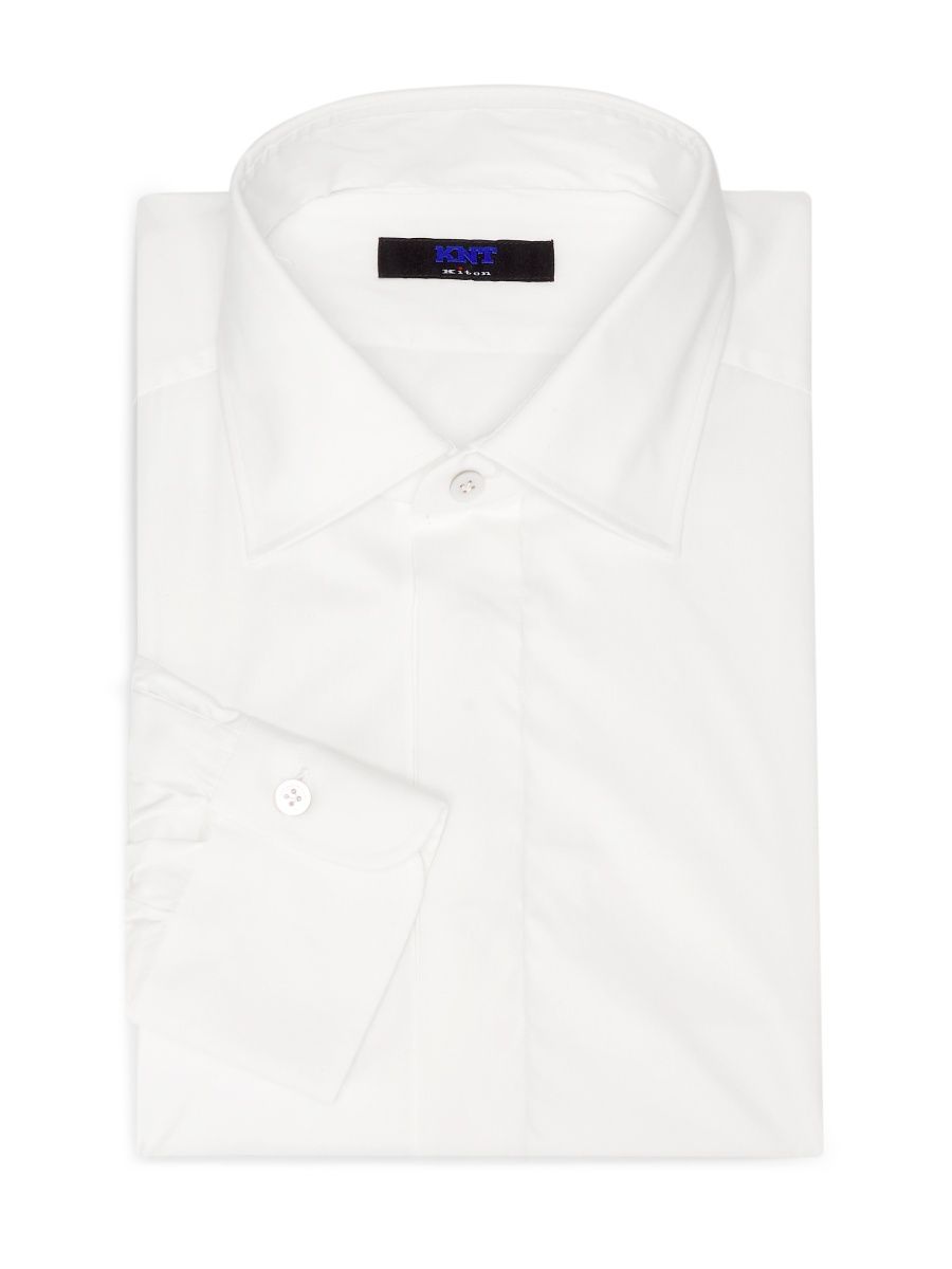Men Stretch-Cotton Shirt - Cream - Size 15.5