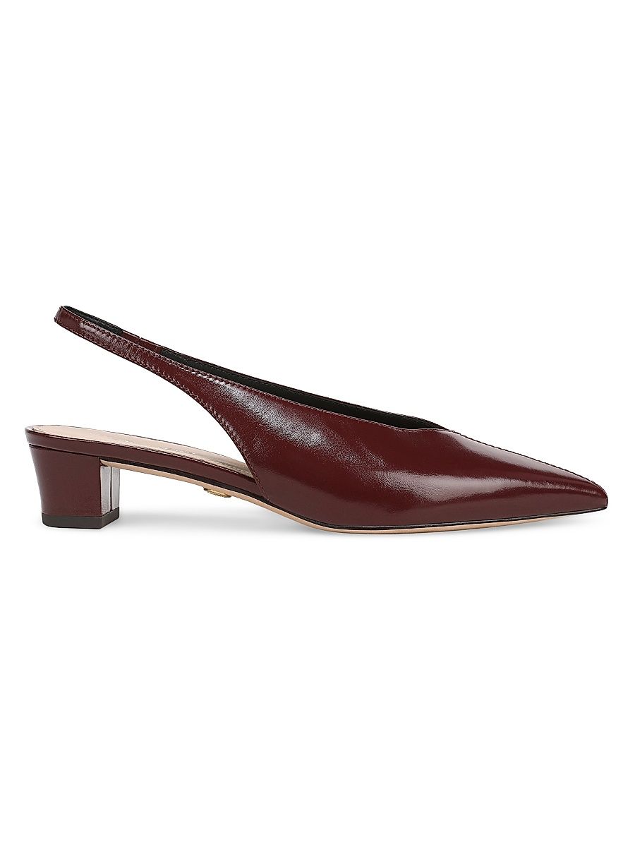 Women's Pamela Leather Slingback Pumps - Burgundy - Size 5