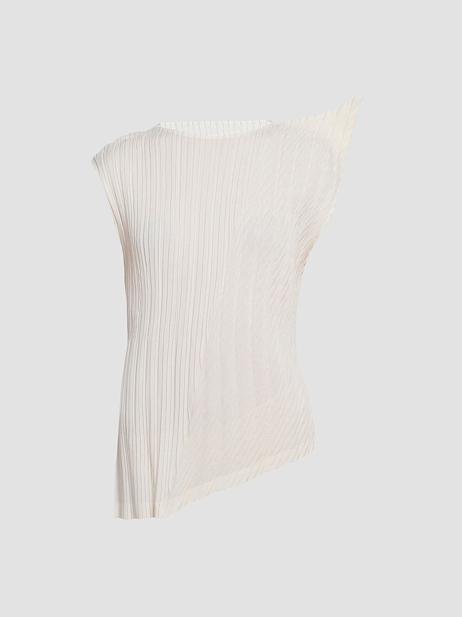 Women's Unfurling Pleats Shirt - Off White - Size XS