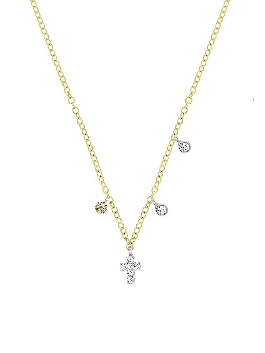 Women's Baby 14K Gold & Diamond Cross Necklace - Yellow Gold