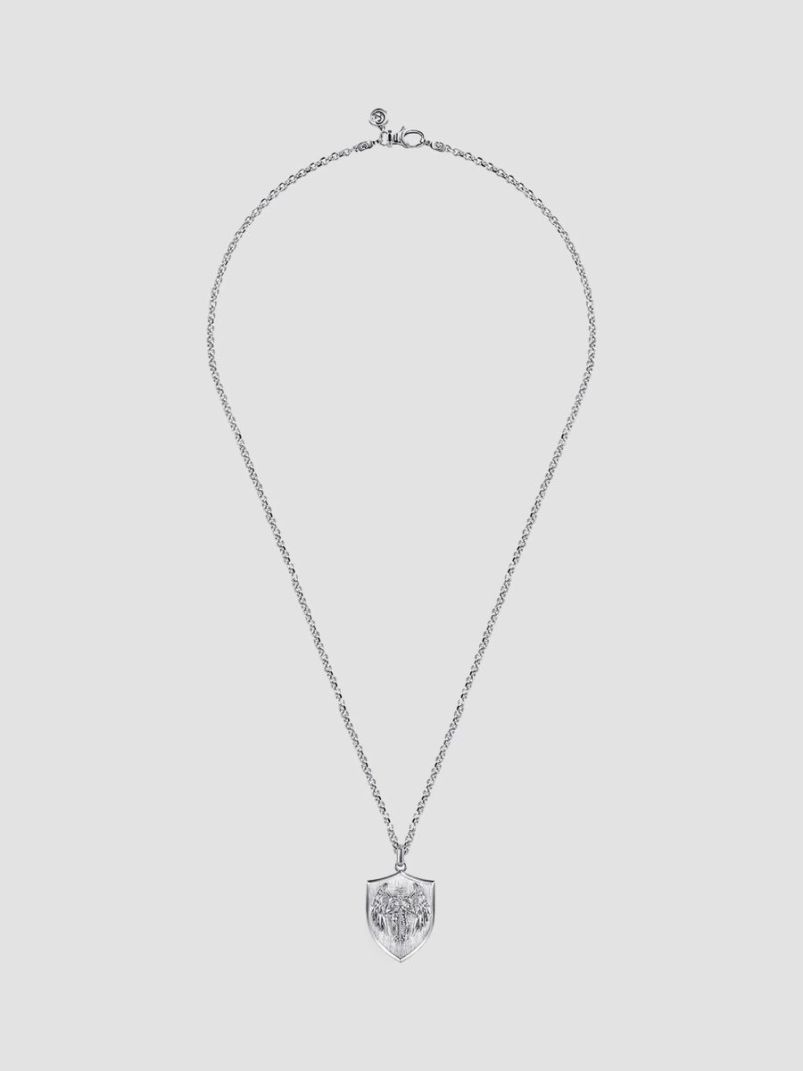 Gabriel & Co Men's Modern Relics Sterling Silver St. Michael Shield Pendant Necklace - Silver - Size 22
