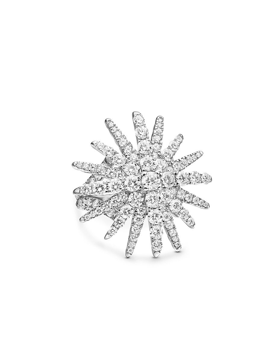 Women's Starburst Ring in 18K White Gold - Diamond - Size 6