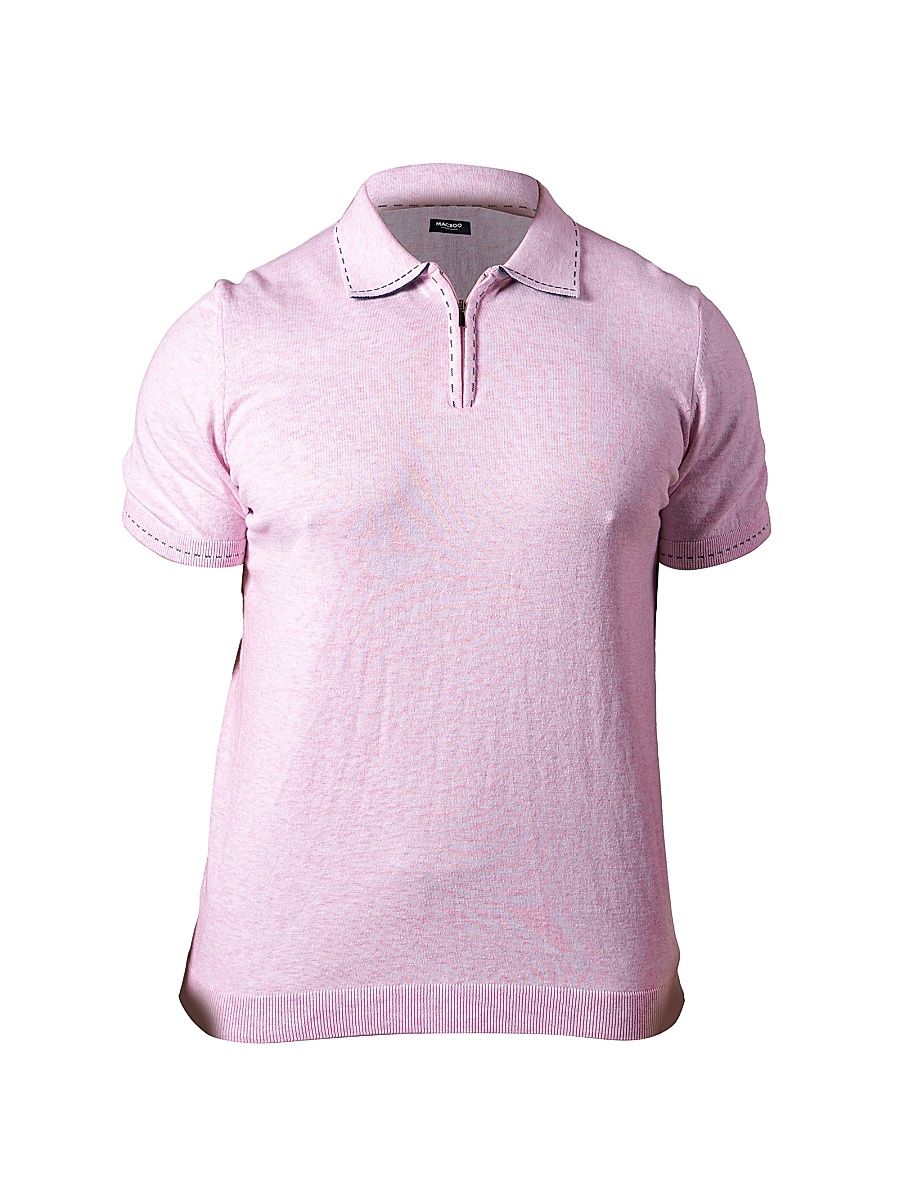 Men's Polo Zip Shirt - Pink - Size Large