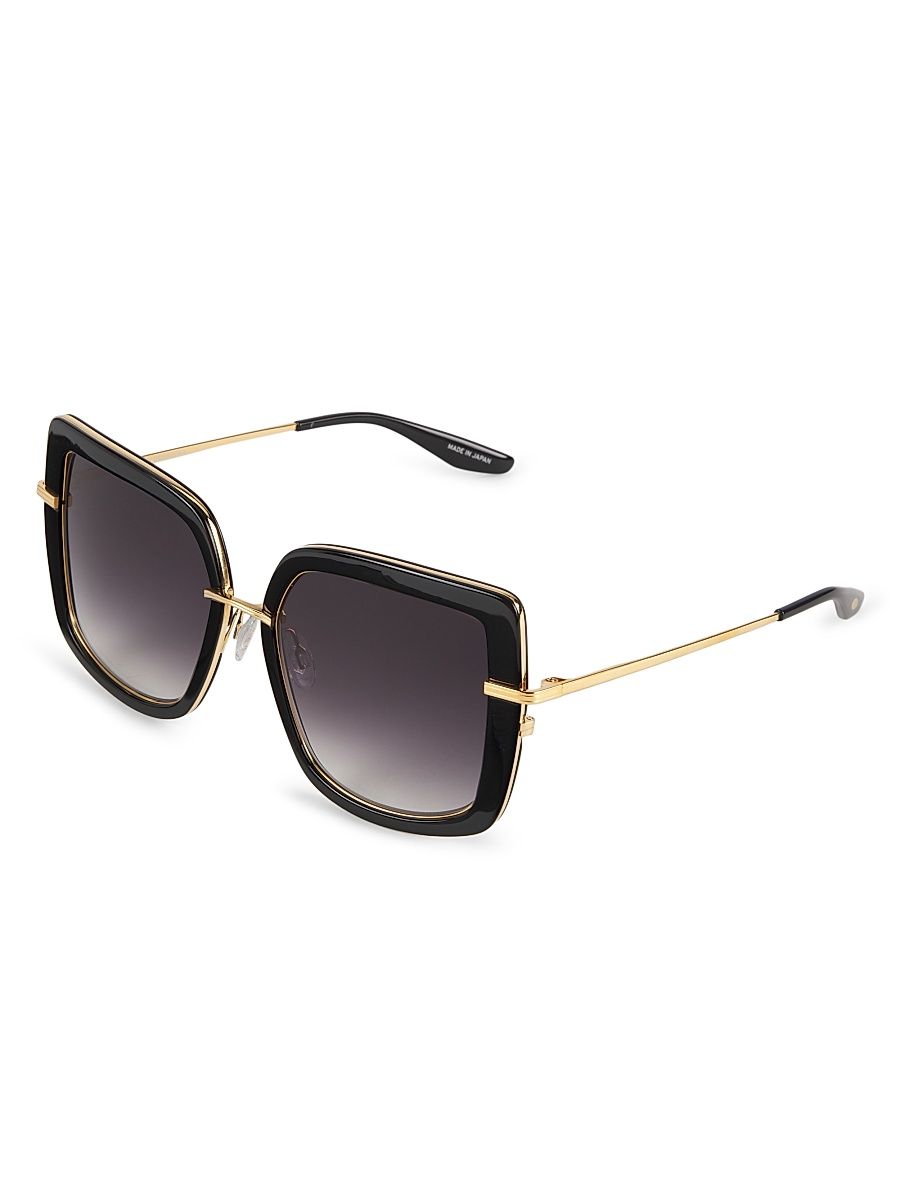 Women's 56MM Margret Square Sunglasses - Gold Black