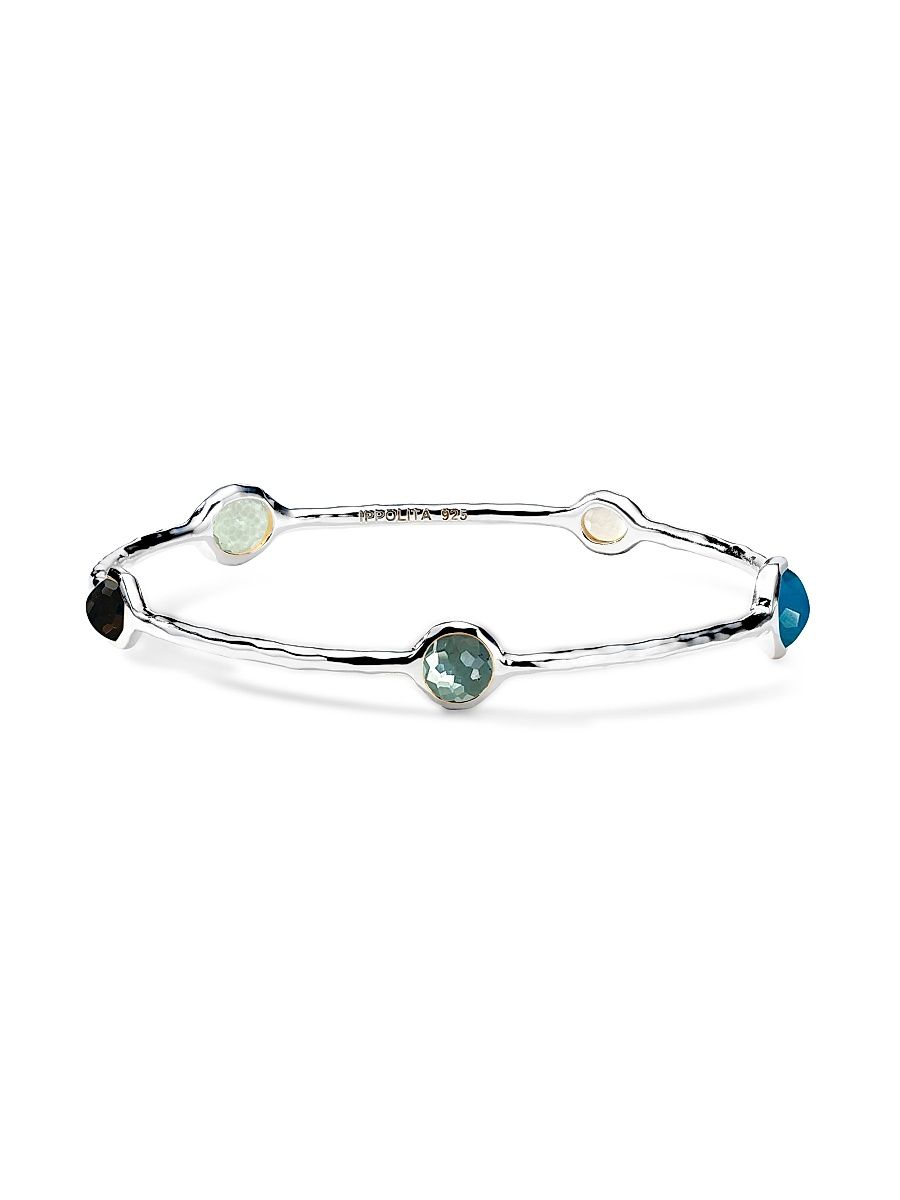 Women's Wonderland Sterling Silver, Doublet & Onyx 5-Station Bangle - Grey