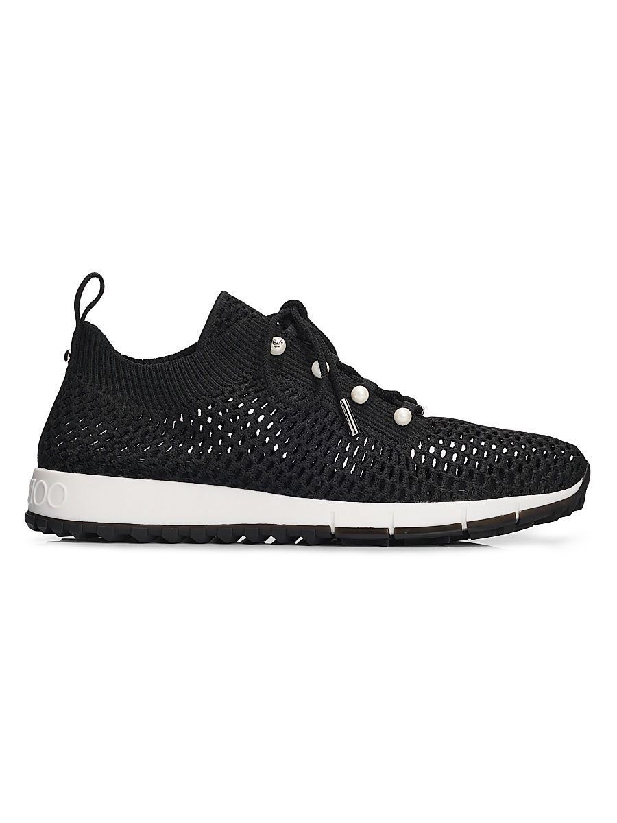 Women's Veles Imitation Pearl-Embellished Knit Sneakers - Black Mix - Size 12
