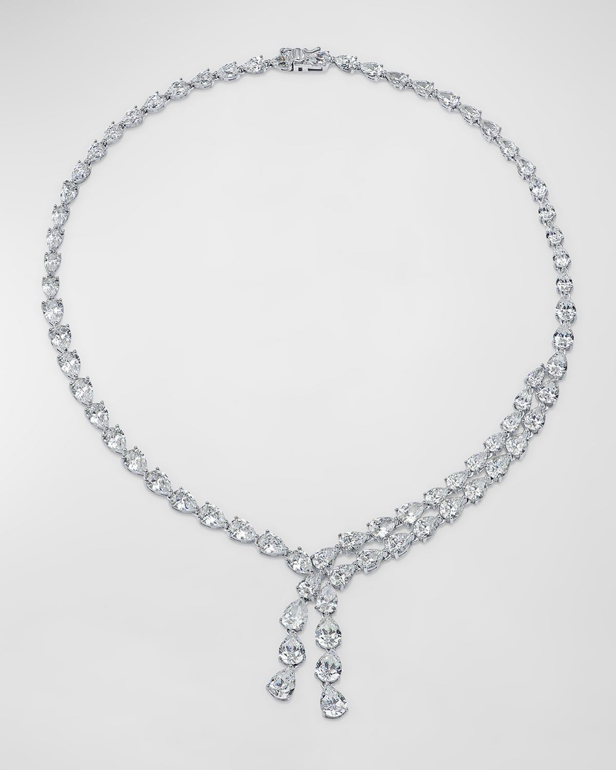 Layered Cubic Zirconia Pear Statement Y Necklace
