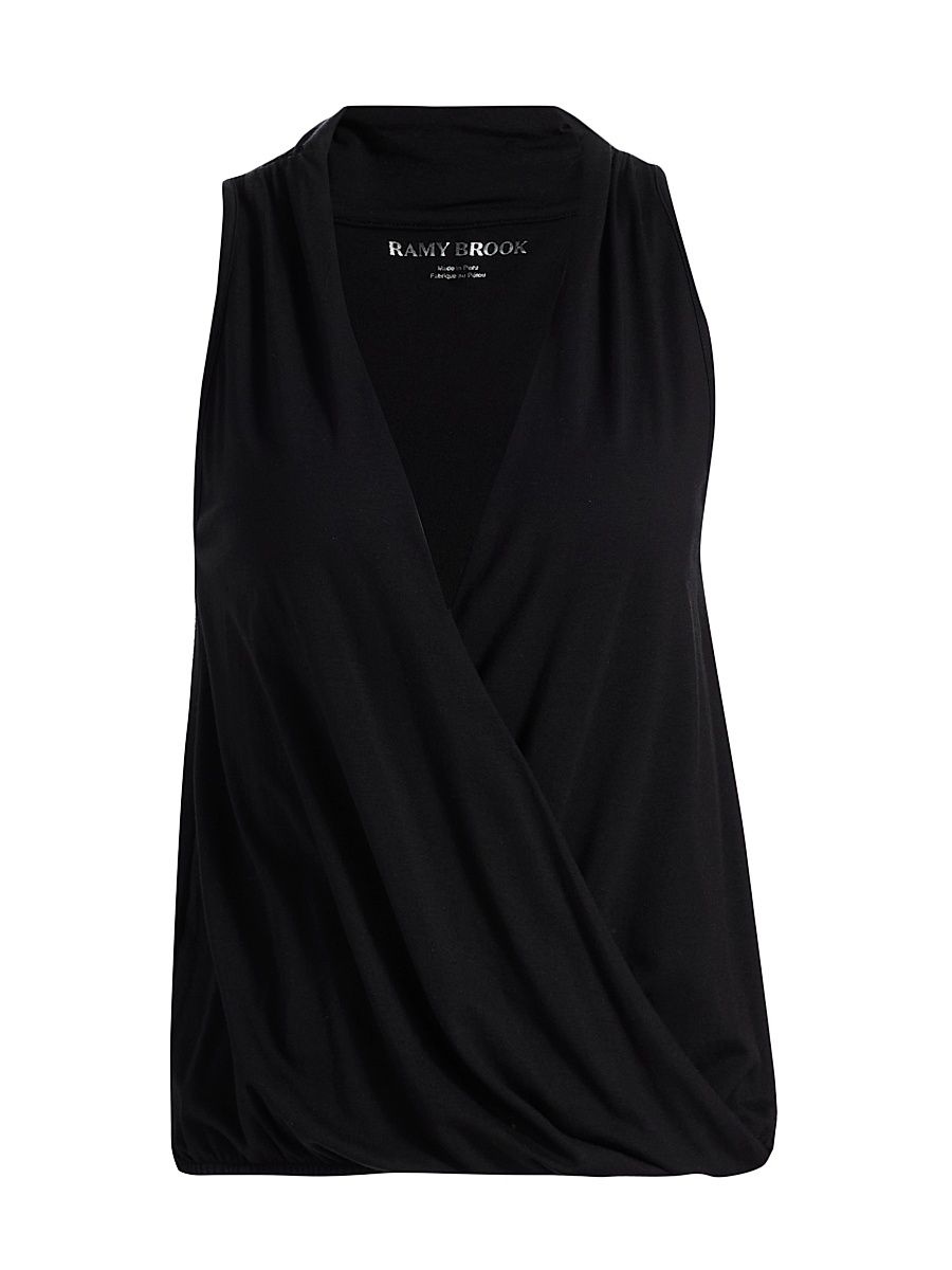 Women's Jenny Cotton-Blend Draped Top - Black - Size Large