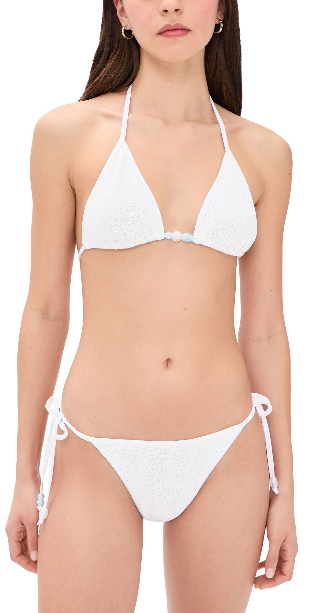 Hunza G Gina Beaded Bikini Set White One Size