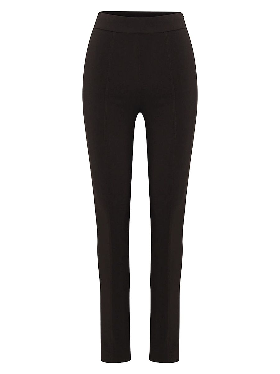 Women's Elvira Crepe Slim-Fit Cigarette Pants - Black - Size Large