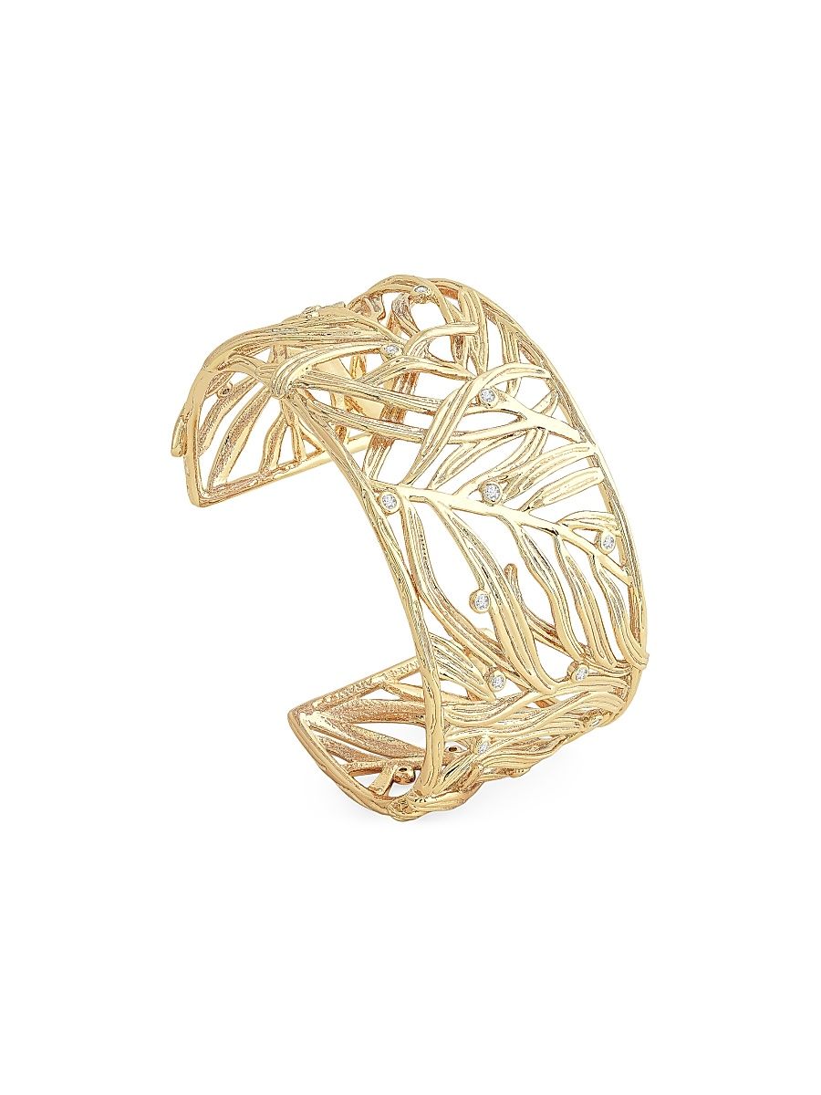 Women's Palm 18K-Gold-Plated & Cubic Zirconia Cuff - Gold