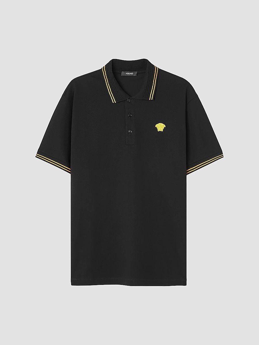 Versace Men's Medusa Pop Piqué Polo - Black - Size Small