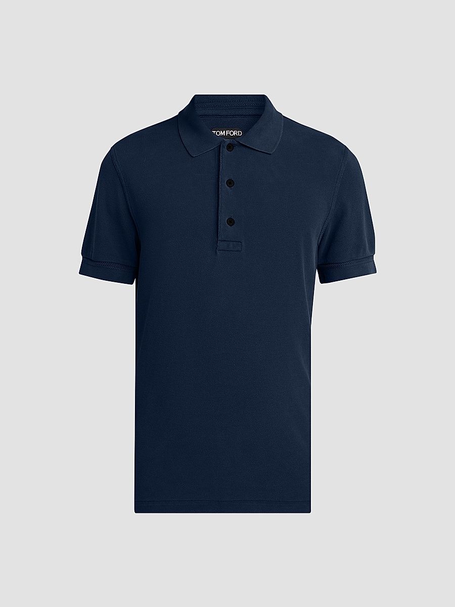 Men's Slim-Fit Pique Polo Shirt - Navy - Size 50