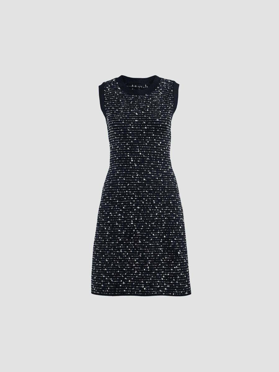 Carolina Herrera Women's Textured-Knit Crewneck Mini Dress - Black Ivory - Size XL