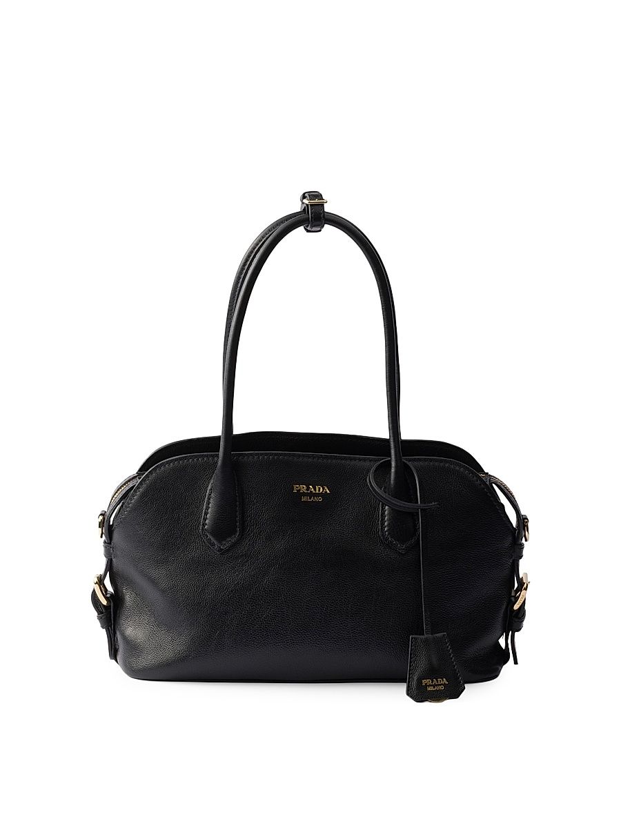 Women's Leather Top Handle Bag - Black