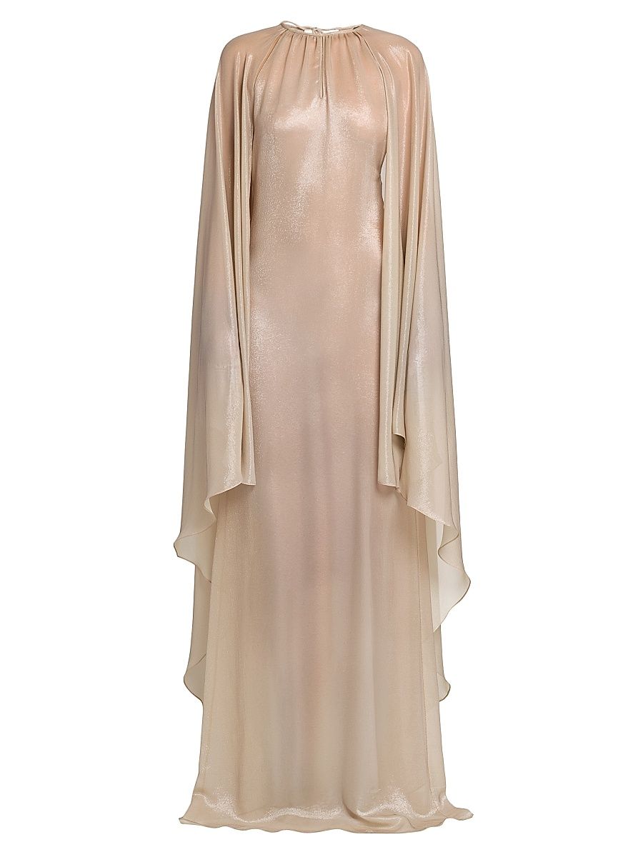 Women's Silk-Blend Wet Look Cape Gown - Blush - Size 2