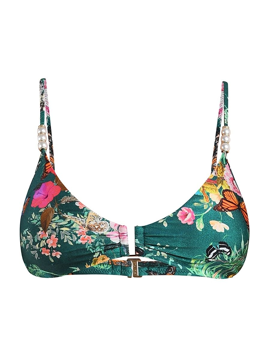Women's Charonda Butterfly Yazmin Printed Triangle Bra Top - Size Large