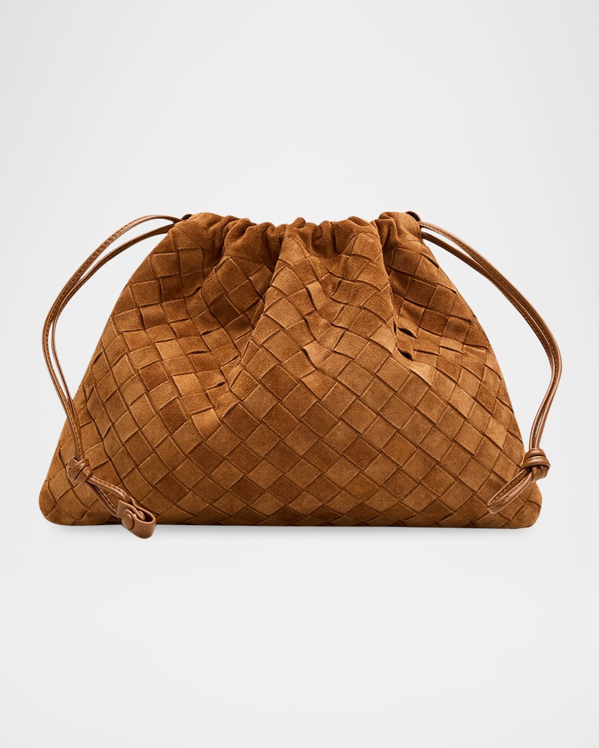 Suede Drawstring Pouch Clutch Bag