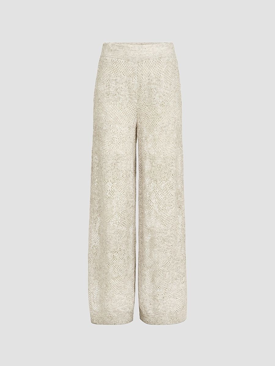 Women's Lace Flowers Knit Track Trousers - Buff - Size Medium