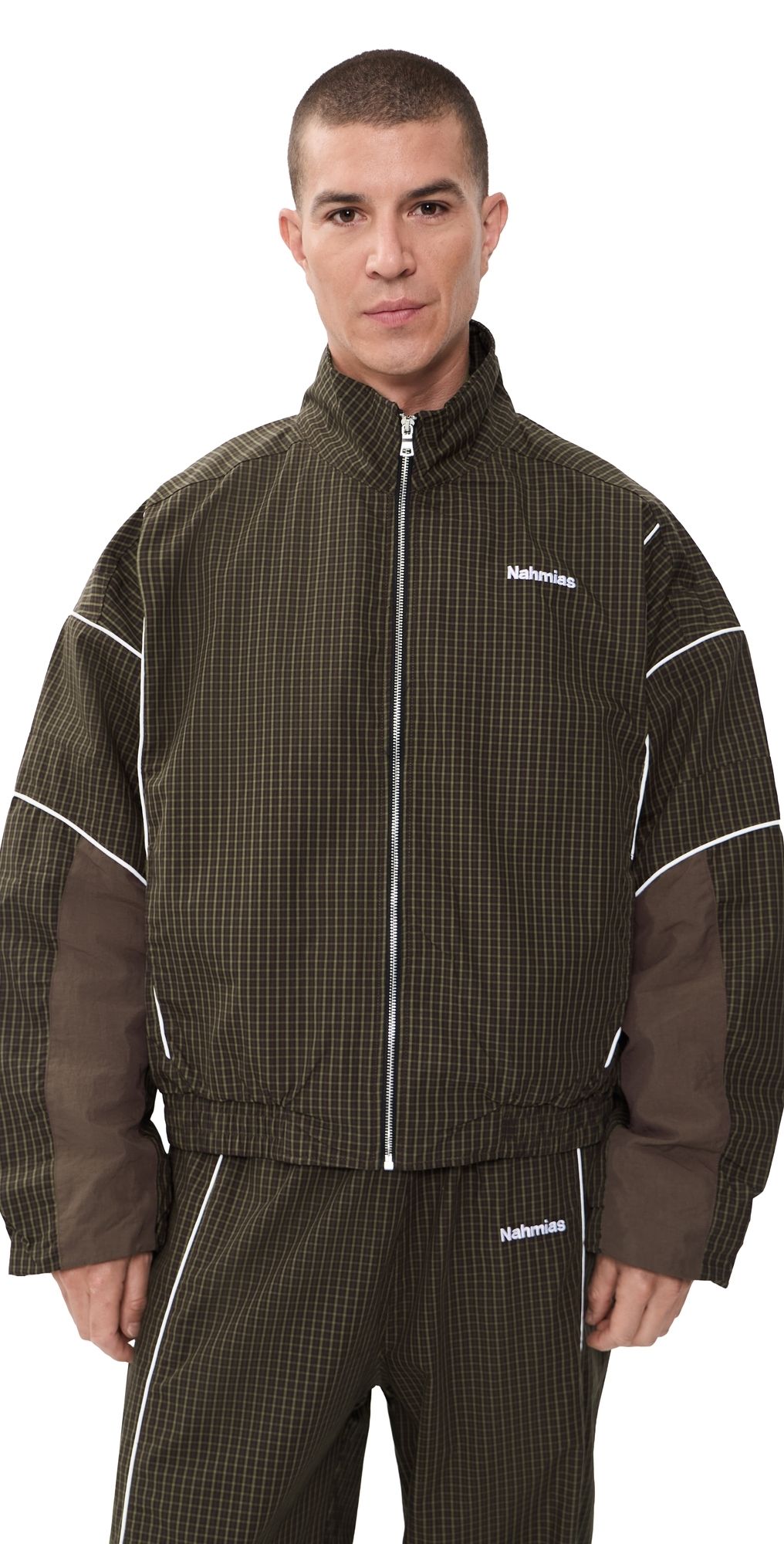 Nahmias Grid Warm Up Jacket Dk Brown Multi Nylon XL