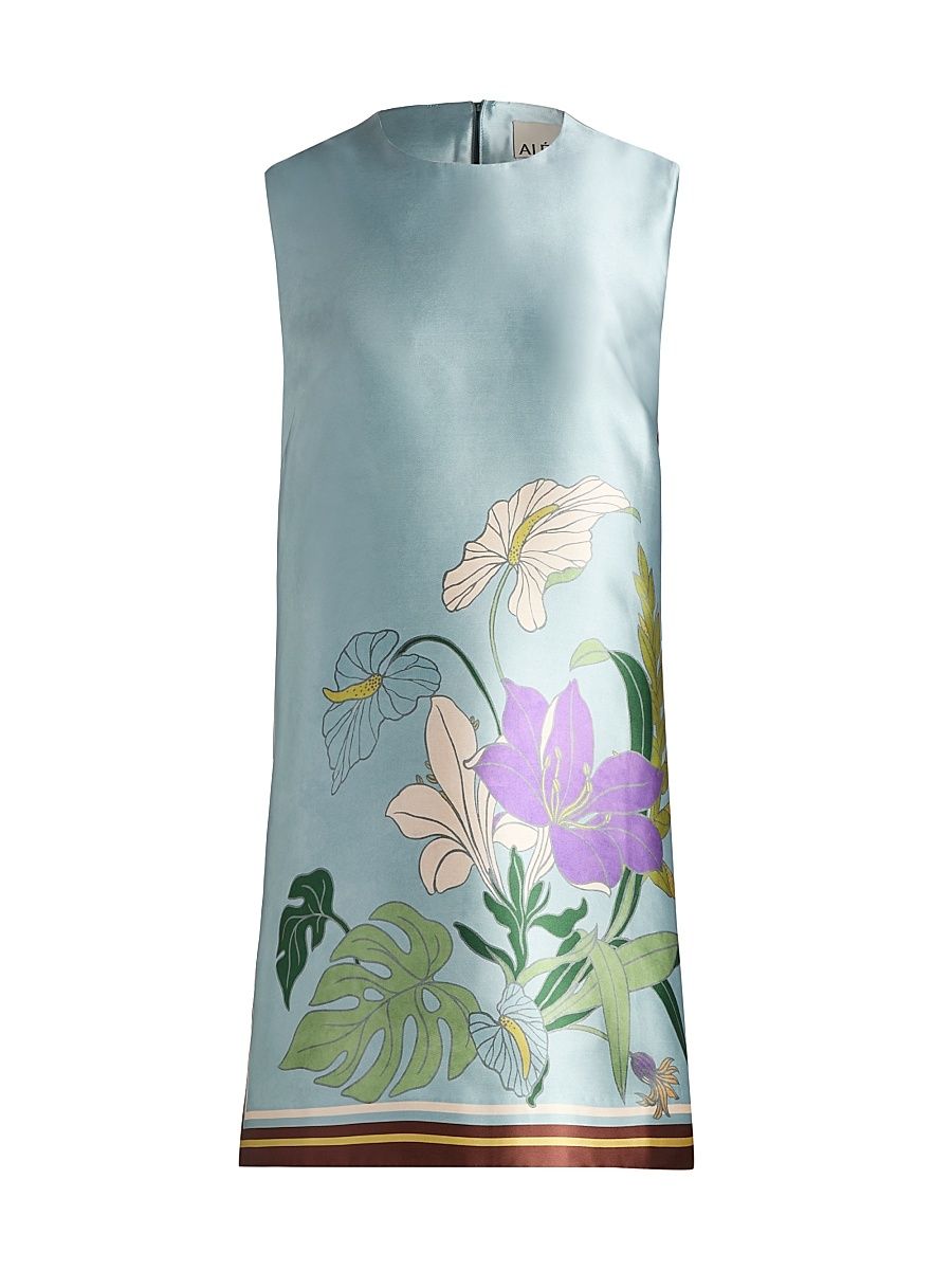 Women's Alfie Floral Satin Minidress - Ice Blue - Size 8