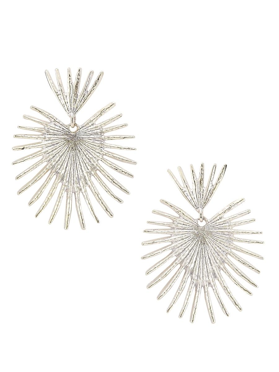 Women's Rhodium-Plated Fan Drop Earrings - Silver
