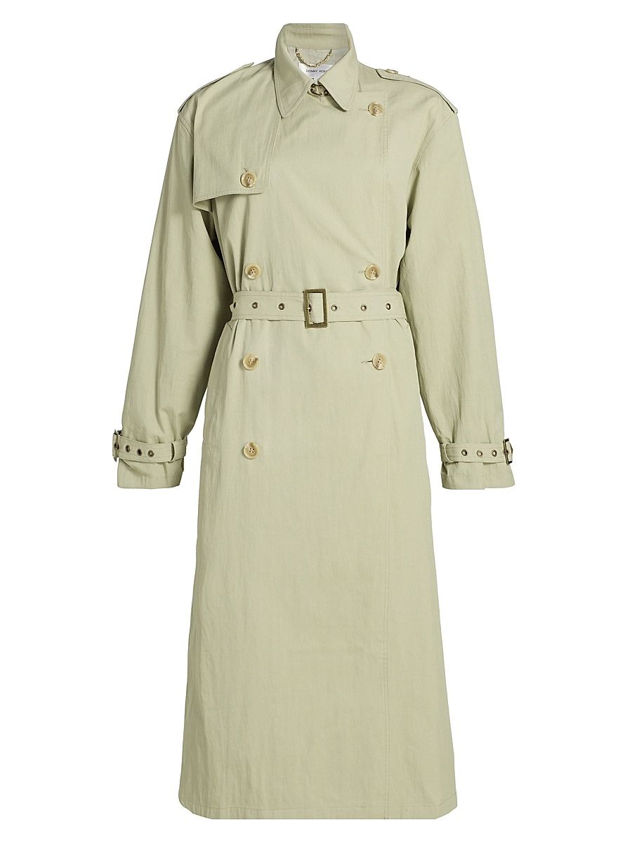 Women's Cohen Double-Breasted Belted Raincoat - Sage - Size Large