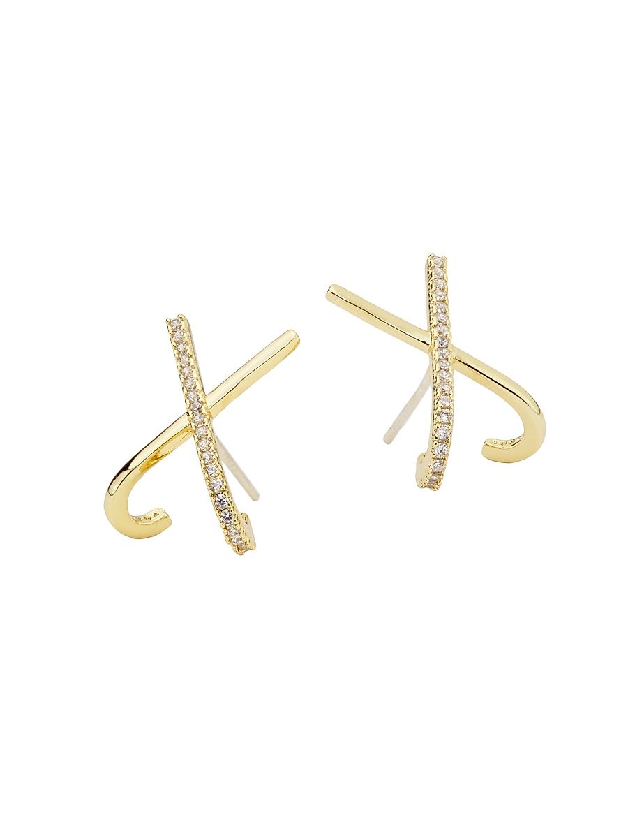 Women's Kriss Kross 14K-Gold-Plated & Cubic Zirconia Stud Earrings - Gold