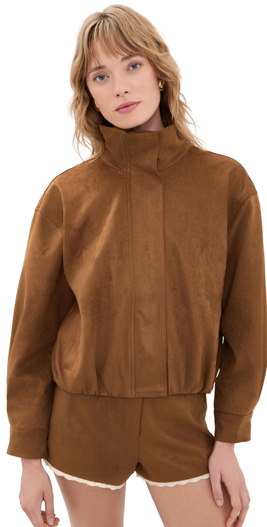 ASTR the Label Cooper Faux Suede Jacket Chestnut L