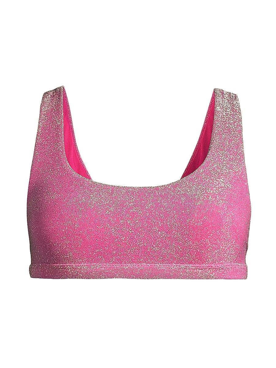Women's Peyton Glittery Bikini Top - Fuchsia Purple - Size XS
