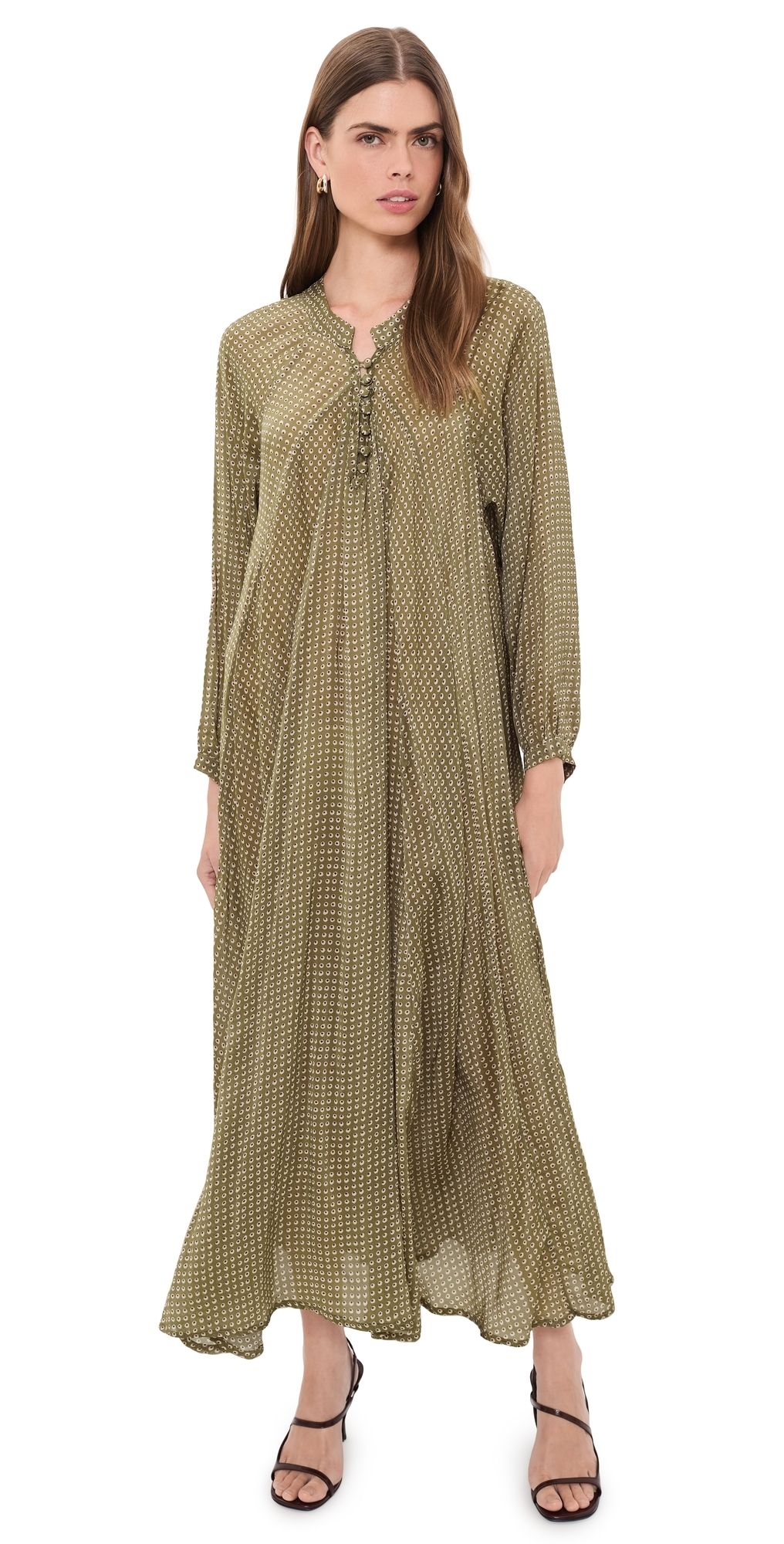 Natalie Martin Collection Fiore Maxi Dress Martini Olive XS