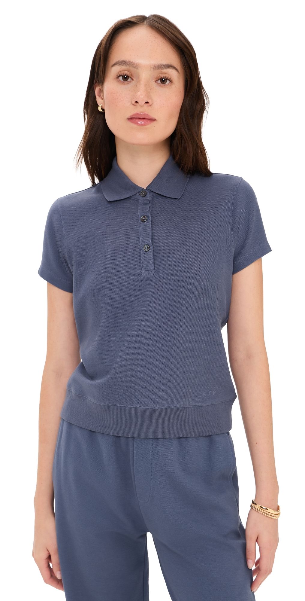 ATM Anthony Thomas Melillo Pique Polo Top Dusk Blue M