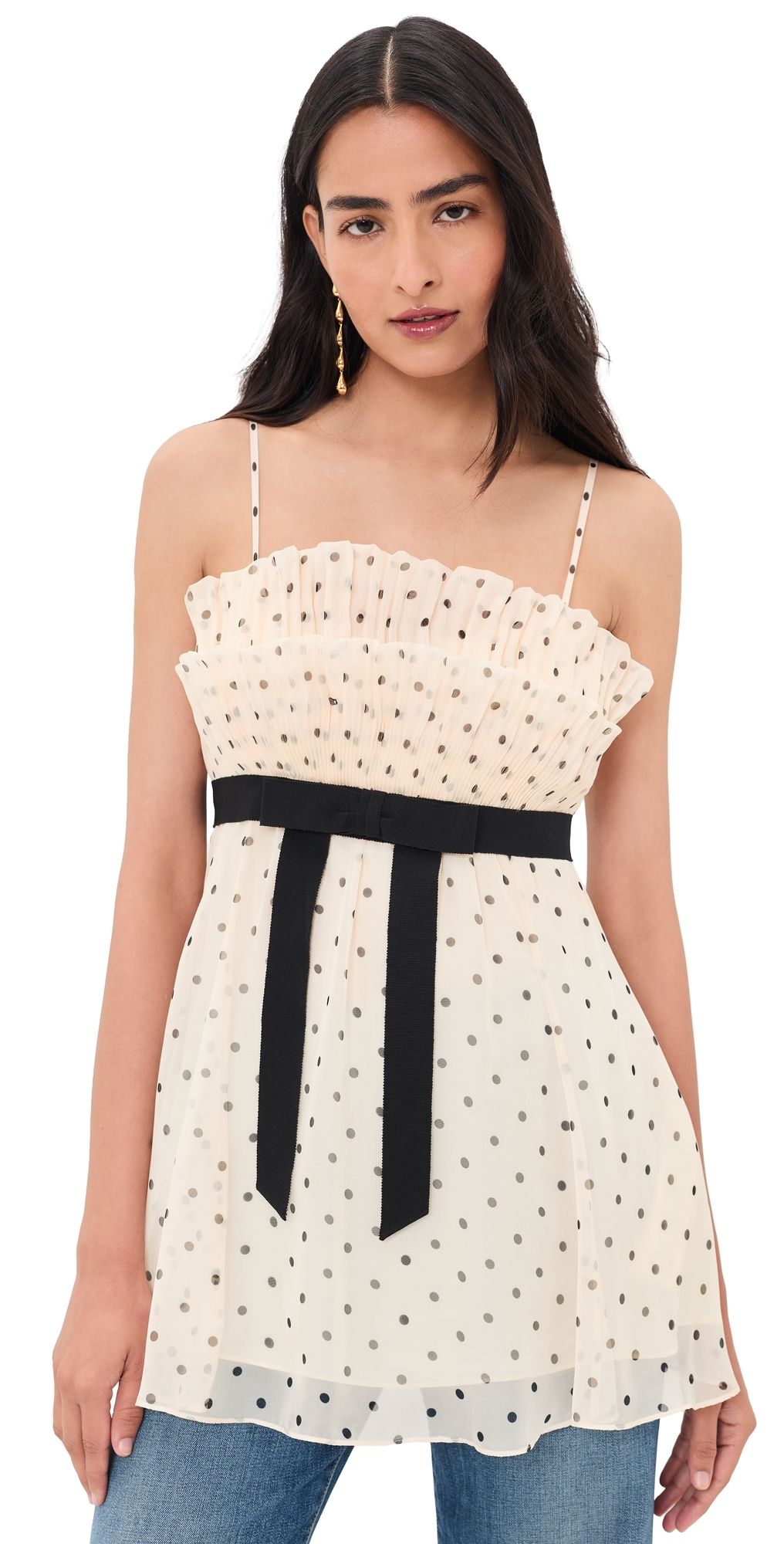 Zimmermann Pleated Frill Camisole Cream Dot 0P