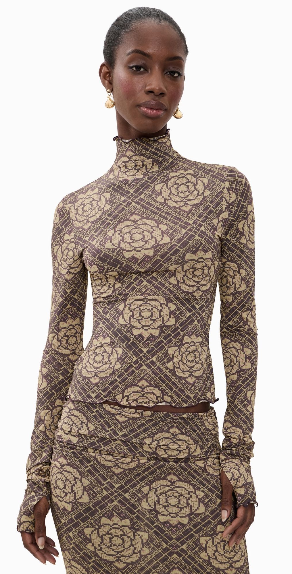 SIR. Isola Long Sleeve Top Rose Parquet Plum 0P