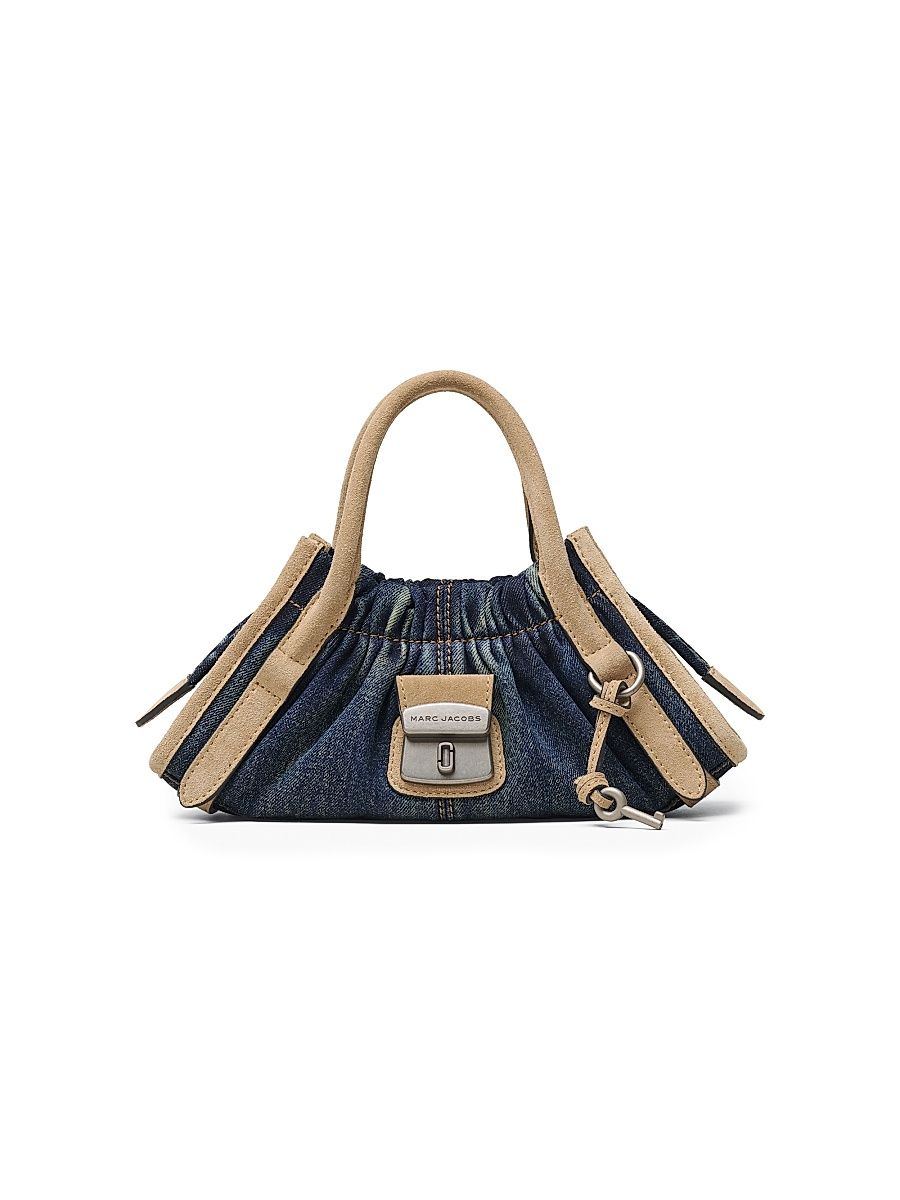 Women's Cristina Small Denim-Suede Satchel - Dark Wash Indigo