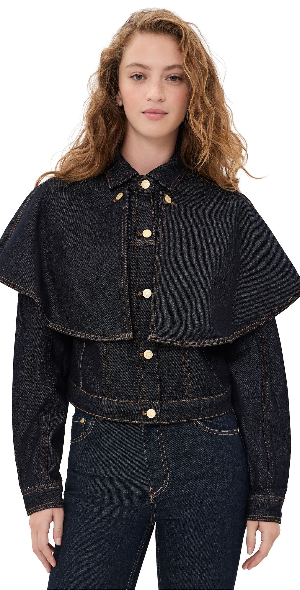 Line & Dot Roxie Cape Jacket Indigo L