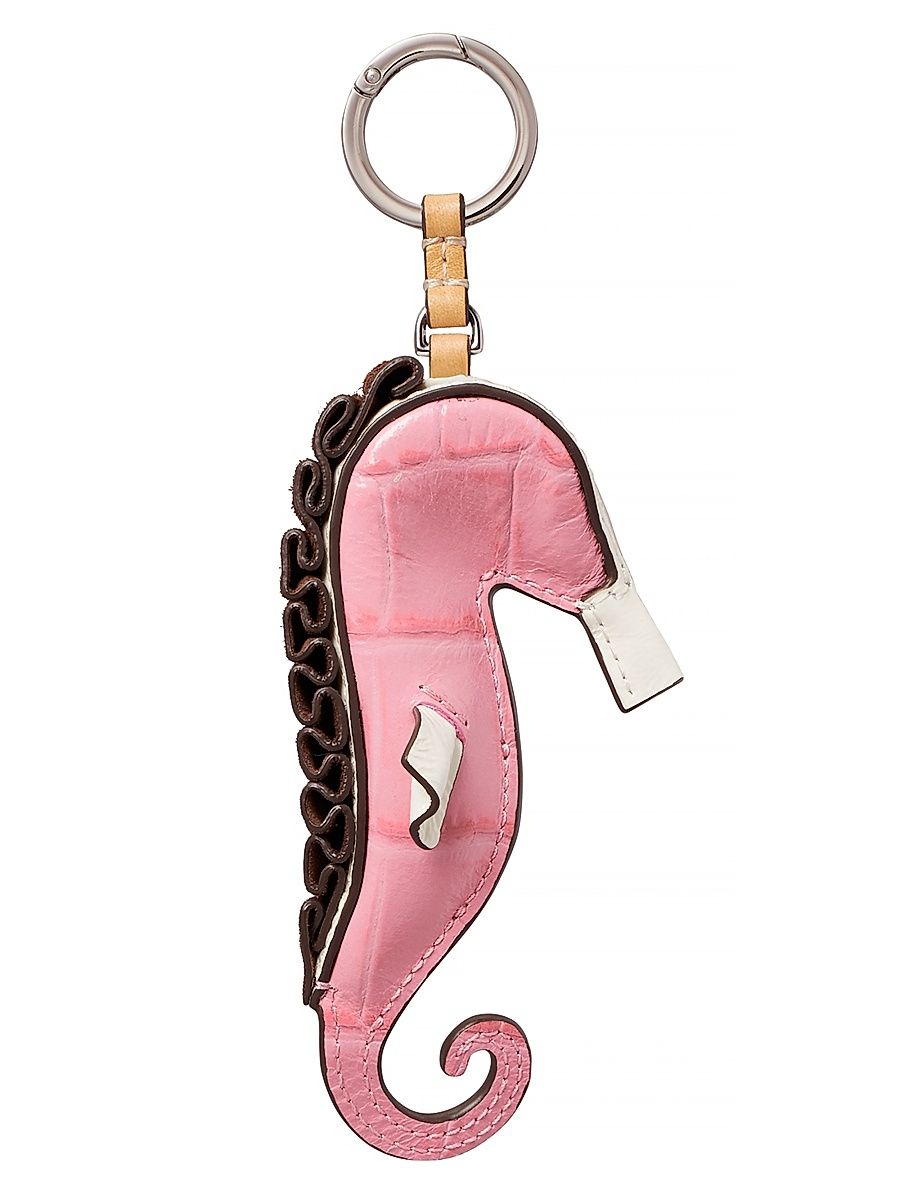 Women's Seahorse Leather Keychain - Rose Sunset