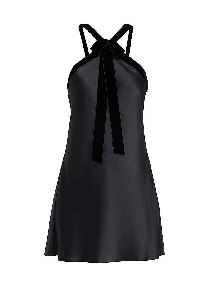 Women's Elfreda Silk-Blend Minidress - Black - Size 14