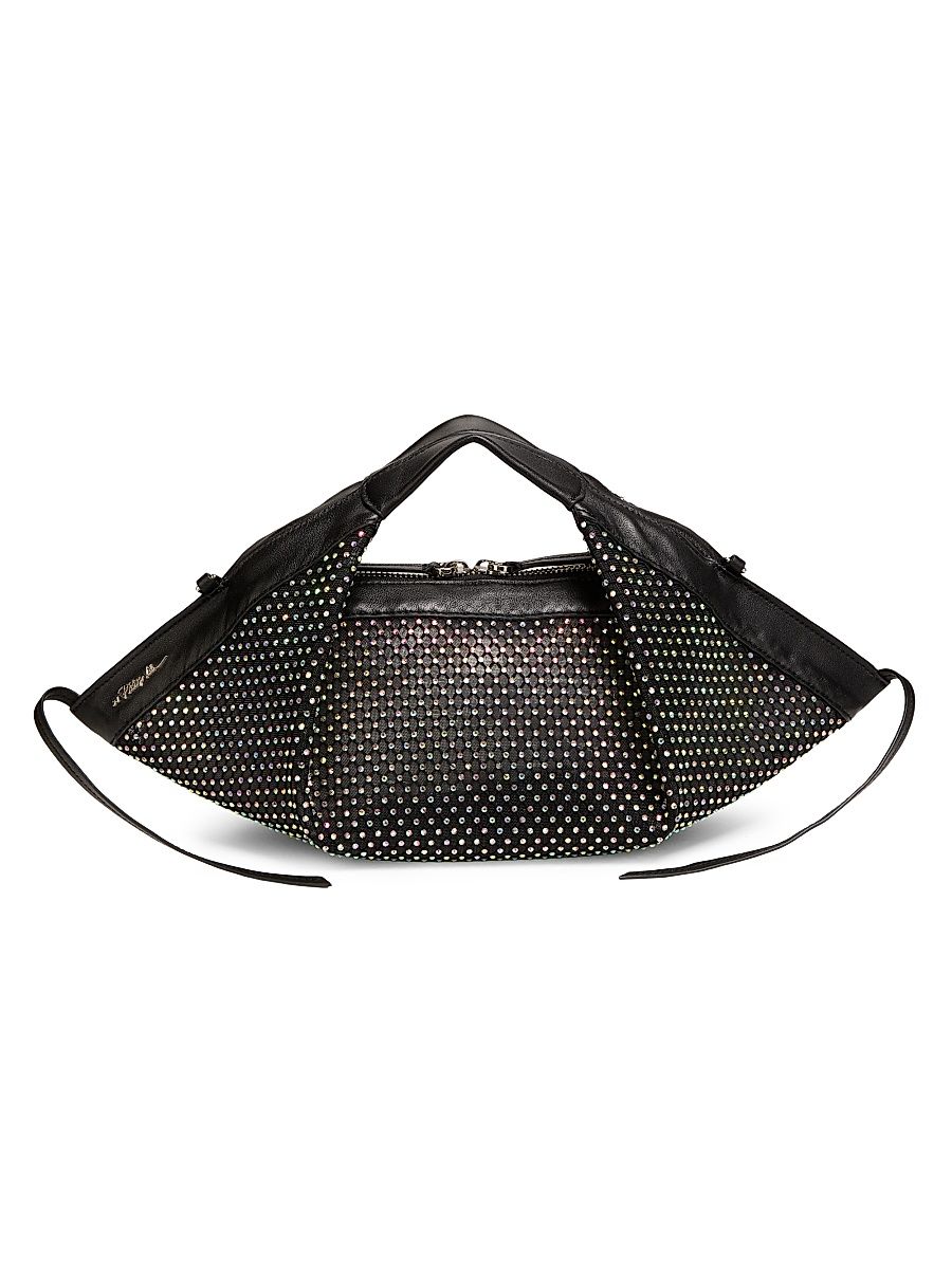Women's Mini Luna Embellished Mesh Crossbody Bag - Black