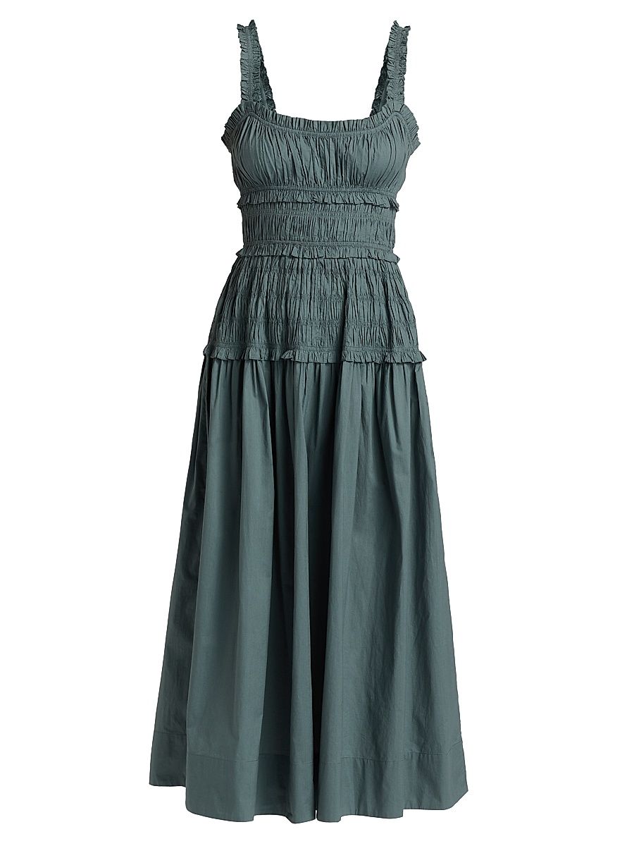 Women's Marianne Smocked Midi-Dress - Lagoon - Size XS