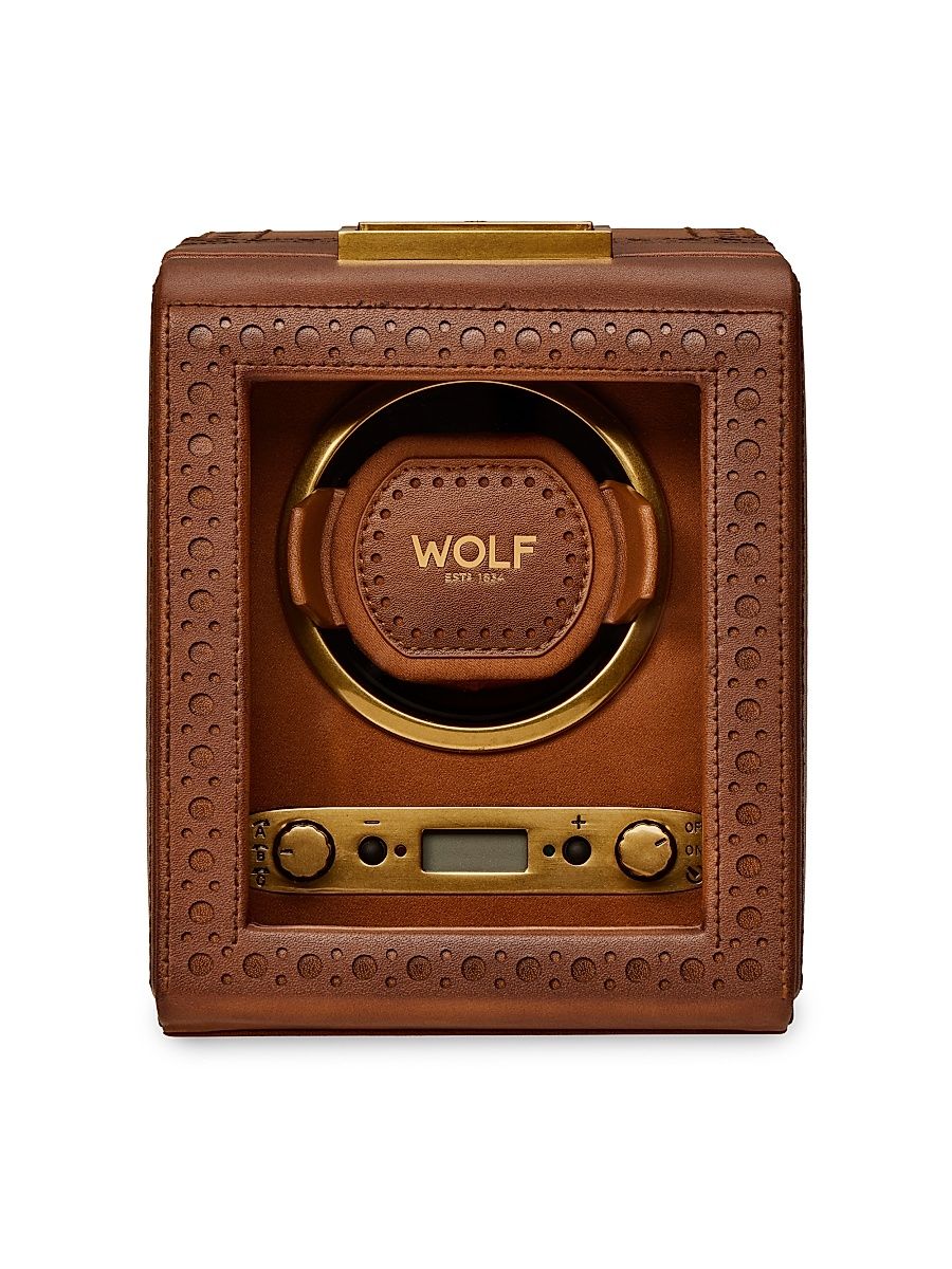 Brogue Single Watch Winder - Burnished Brown